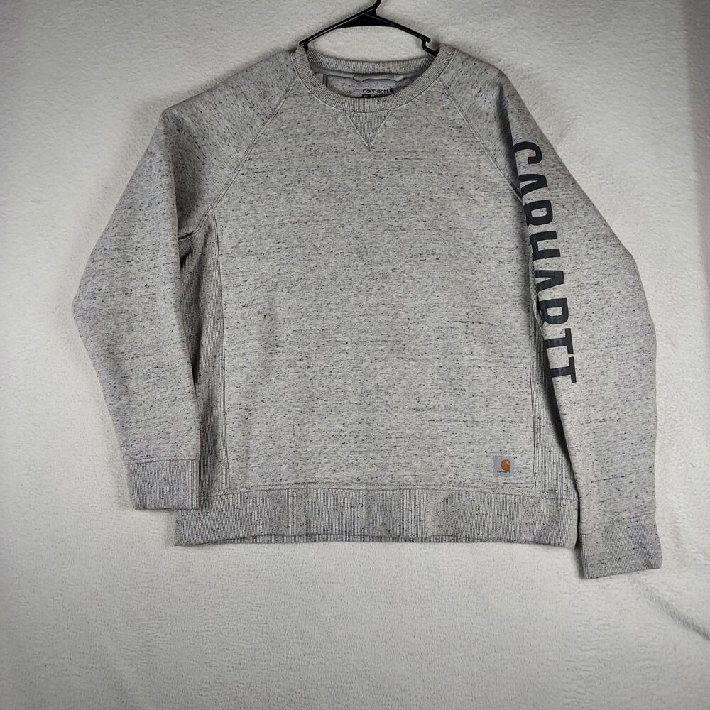 Carhartt Womens XXL Relaxed Fit Crewneck Sweatshirt Gray Sleeve Logo 104410